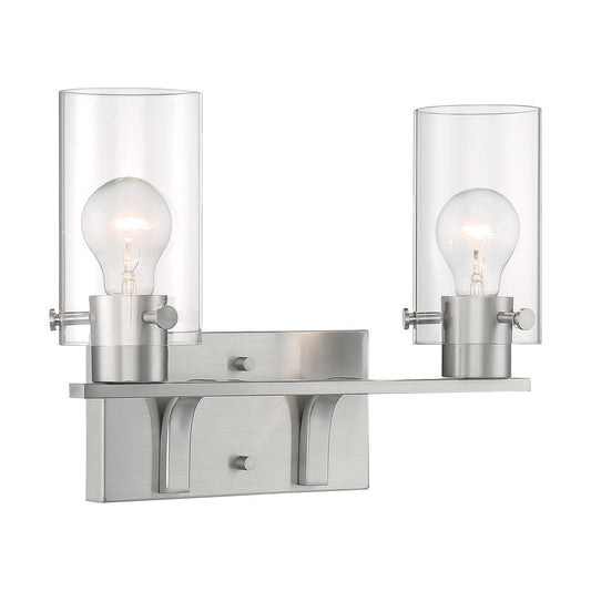Satco 60-7172 Vanity Fixture Sommerset; 2 Light; Brushed Nickel Finish