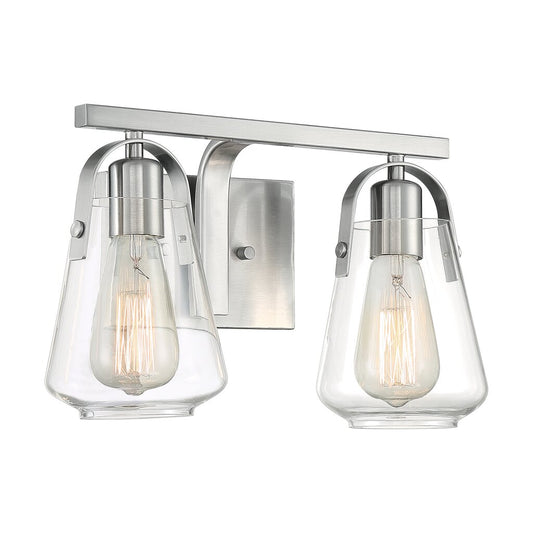 Satco 60-7112 Vanity Fixture Skybridge; 2 Light; Brushed Nickel Finish