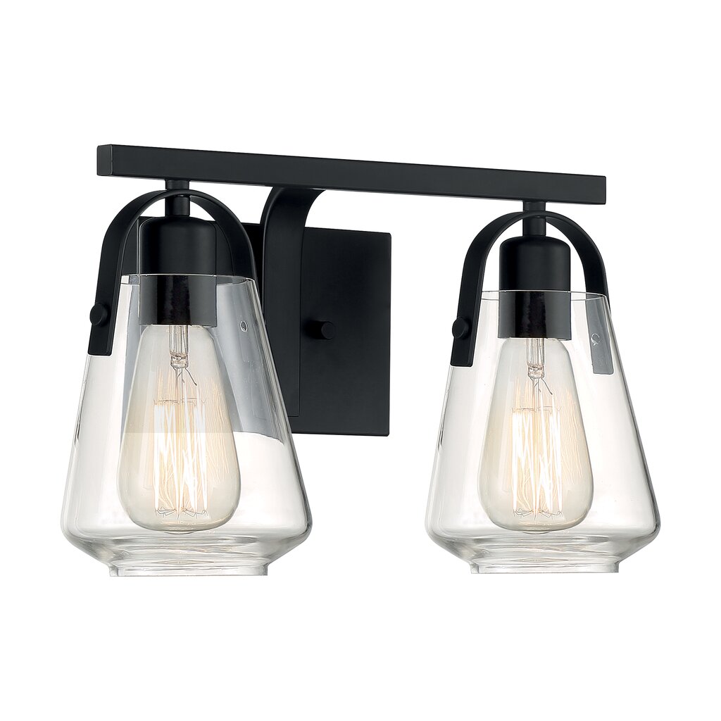 Satco 60-7102 Vanity Fixture Skybridge; 2 Light; Matte Black Finish