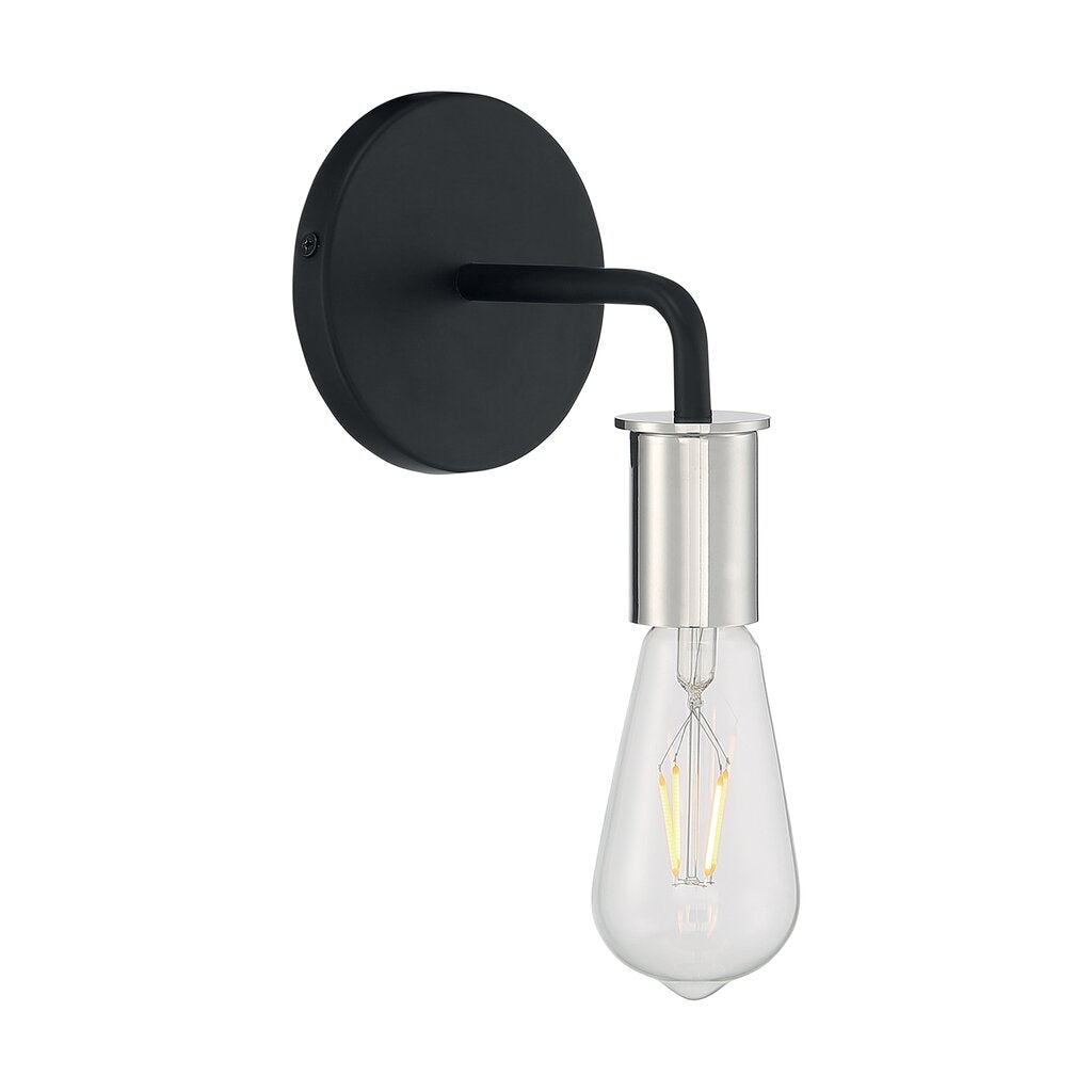 Satco 60-7351 Sconce Fixture Ryder; 1 Light; Wall Black Finish with