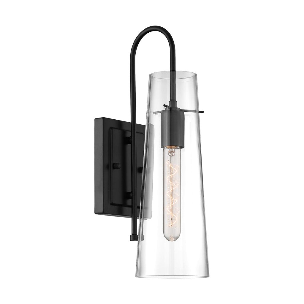 Satco 60-6879 Sconce Fixture Alondra; 1 Light; Wall Black Finish with