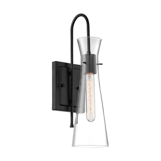 Satco 60-6877 Sconce Fixture Bahari; 1 Light; Wall Black Finish with