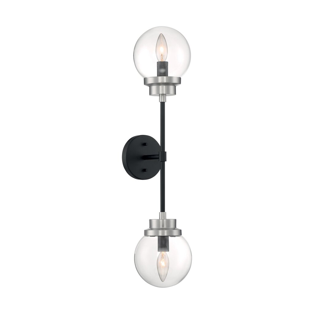 Satco 60-7132 Sconce Fixture Axis; 2 Light; Wall Matte Black Finish