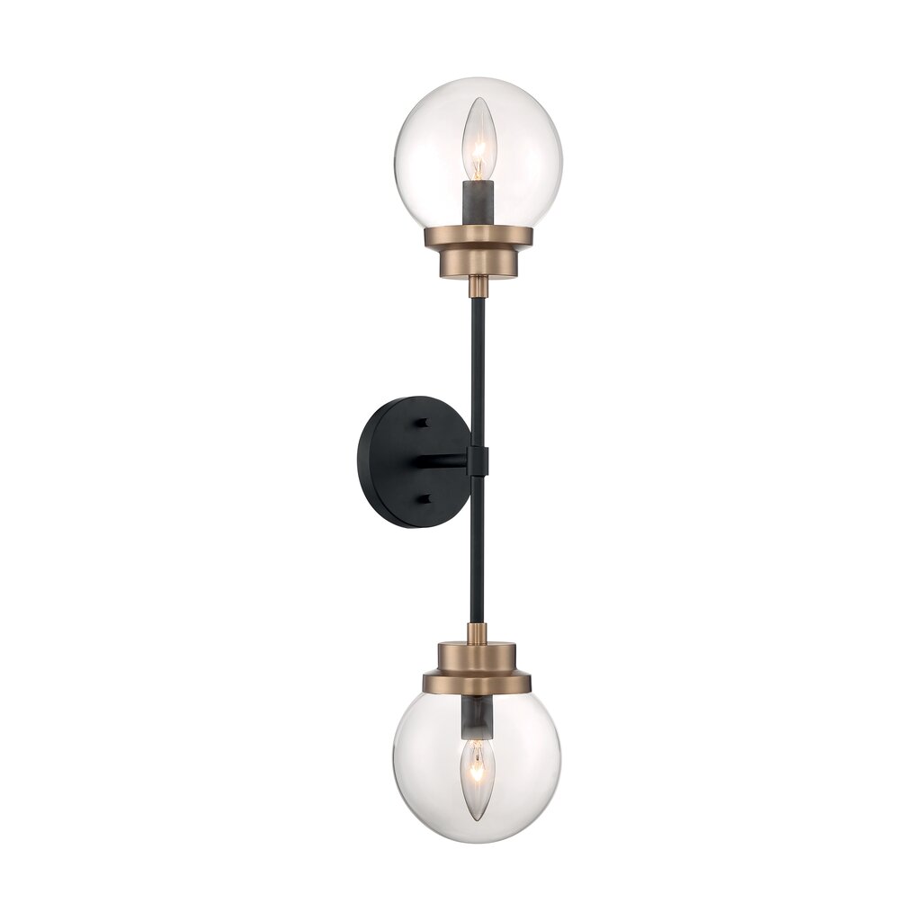 Satco 60-7122 Sconce Fixture Axis; 2 Light; Wall Matte Black Finish