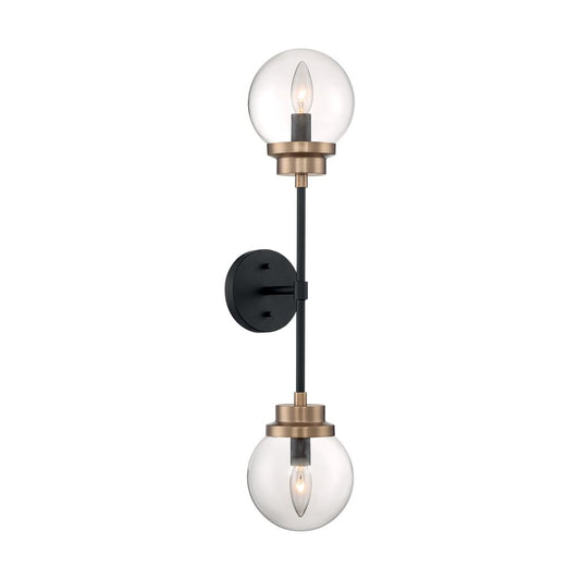 Satco 60-7122 Sconce Fixture Axis; 2 Light; Wall Matte Black Finish