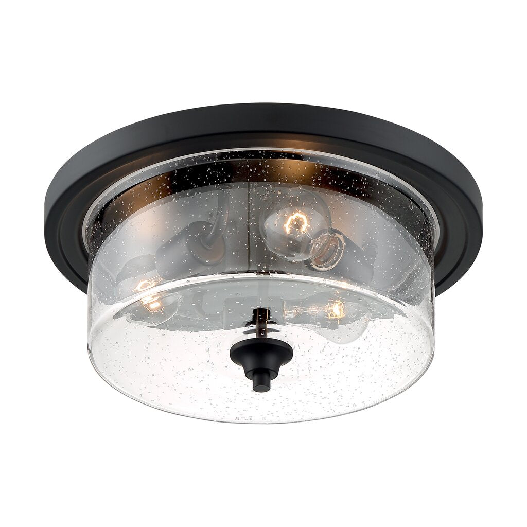 Satco 60-7291 Flush Mount Fixture Bransel; 3 Light; Matte Black Finish