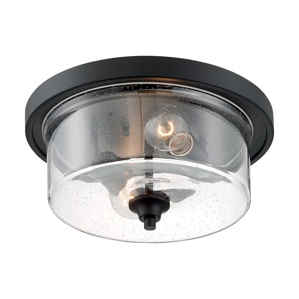 Satco 60-7290 Flush Mount Fixture Bransel; 2 Light; Matte Black Finish