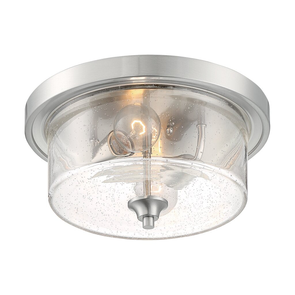 Satco 60-7190 Flush Mount Fixture Bransel; 2 Light; Brushed Nickel
