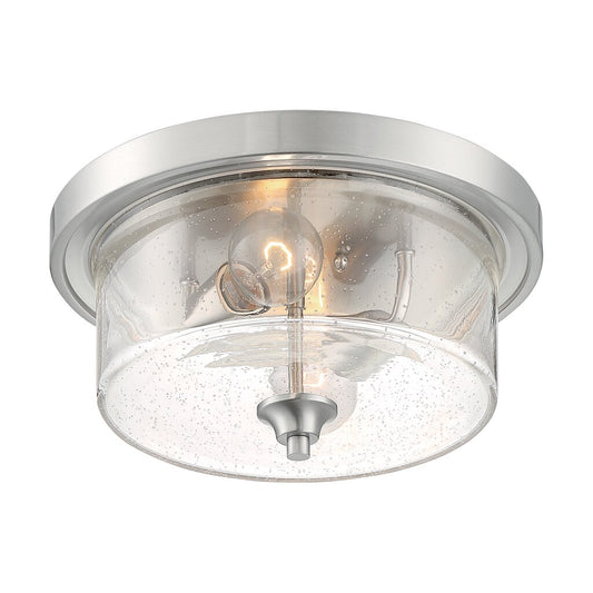 Satco 60-7190 Flush Mount Fixture Bransel; 2 Light; Brushed Nickel