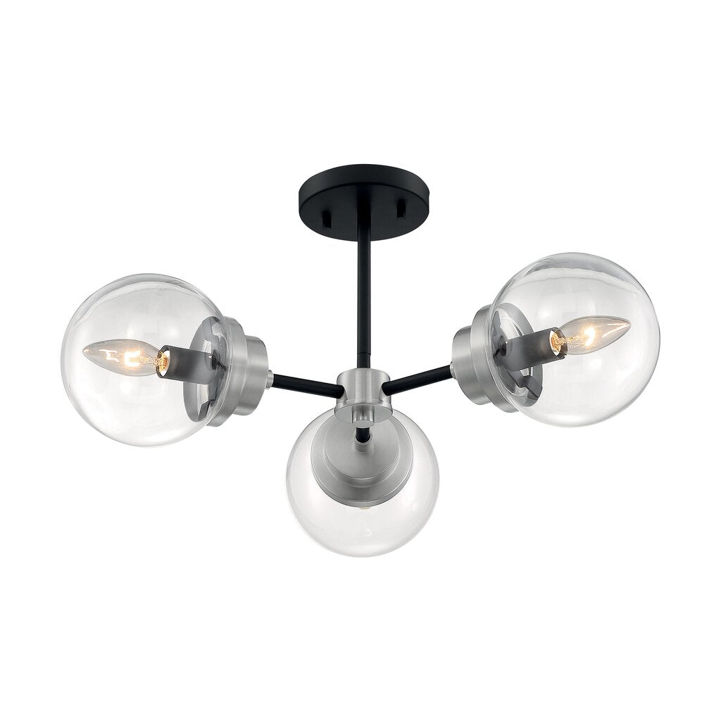Satco 60-7133 Semi Flush Fixture Axis; 3 Light; Semi-Flush Matte Black