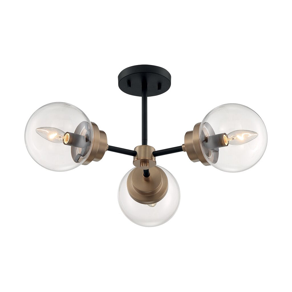 Satco 60-7123 Semi Flush Fixture Axis; 3 Light; Semi-Flush Matte Black