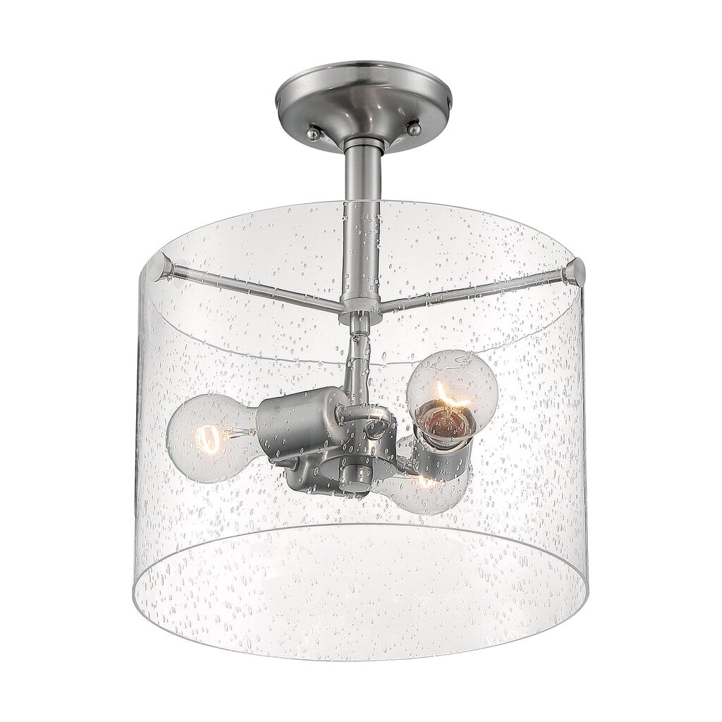 Satco 60-7188 Semi Flush Fixture Bransel; 3 Light; Semi-Flush Brushed