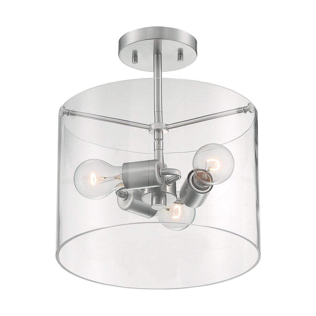 Satco 60-7178 Semi Flush Fixture Sommerset; 3 Light; Semi-Flush