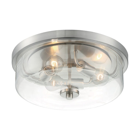 Satco 60-7169 Flush Mount Fixture Sommerset; 3 Light; Brushed Nickel