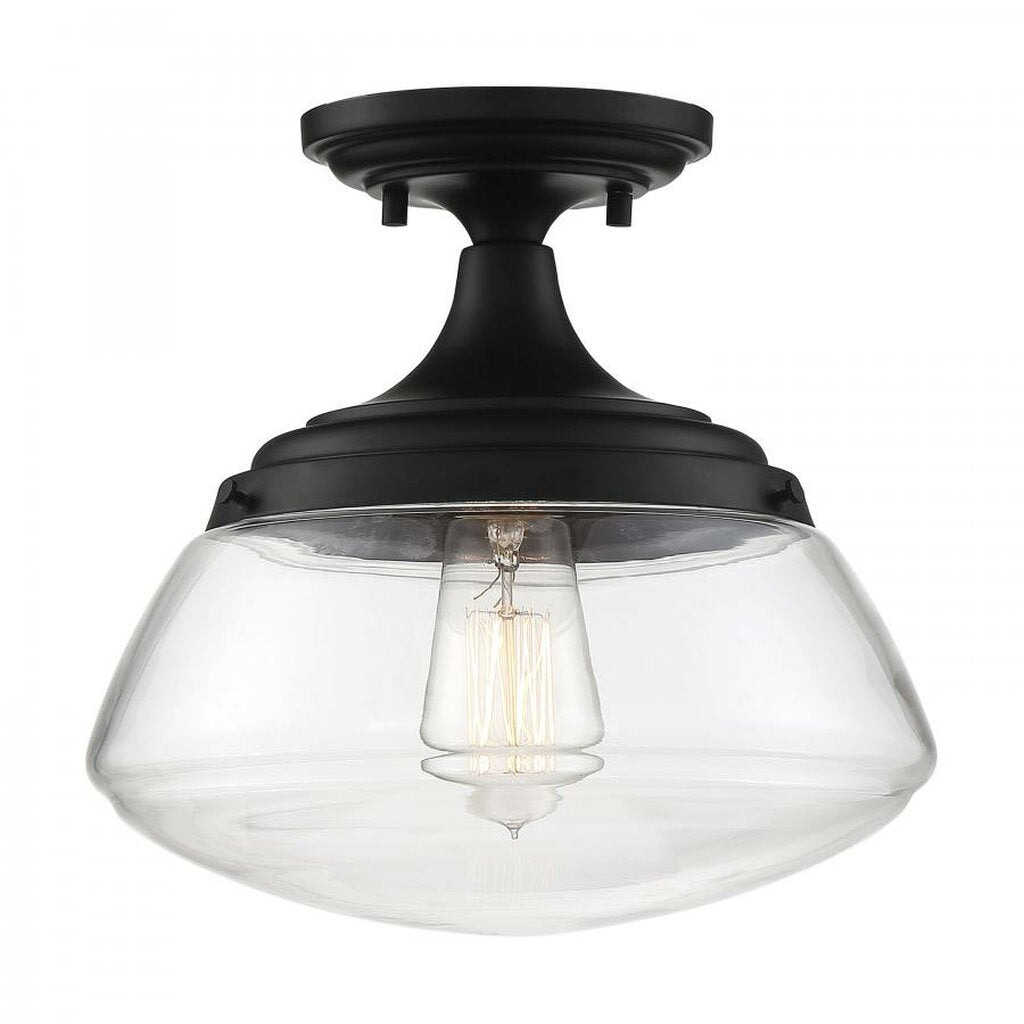 Satco 60-6799 Semi Flush Fixture Kew; 1 Light; Semi-Flush Aged Bronze