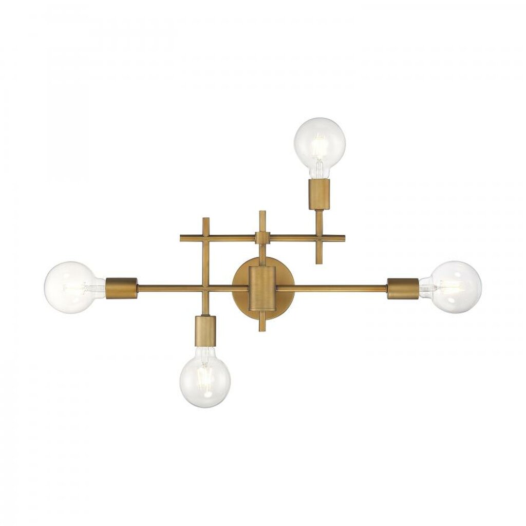 Satco 60-6871 Vanity Fixture Delphi; 4 Light; Aged Gold Finish