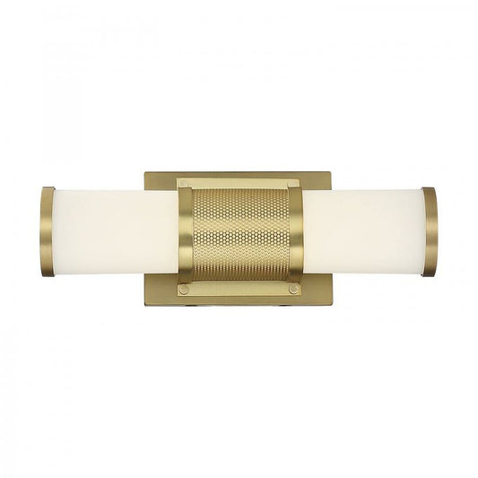 Satco 62-1601 13W LED Vanity Fixture Caper; Brushed Brass with Frosted