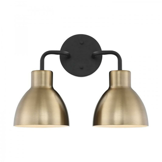 Satco 60-6792 Vanity Fixture Sloan; 2 Light; Matte Black and Burnished