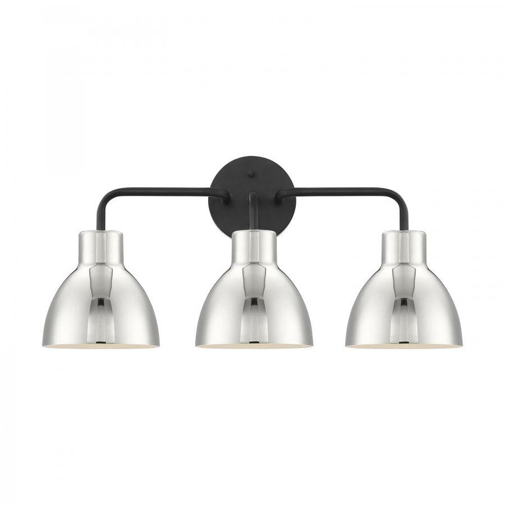 Satco 60-6773 Vanity Fixture Sloan; 3 Light; Matte Black Finish with
