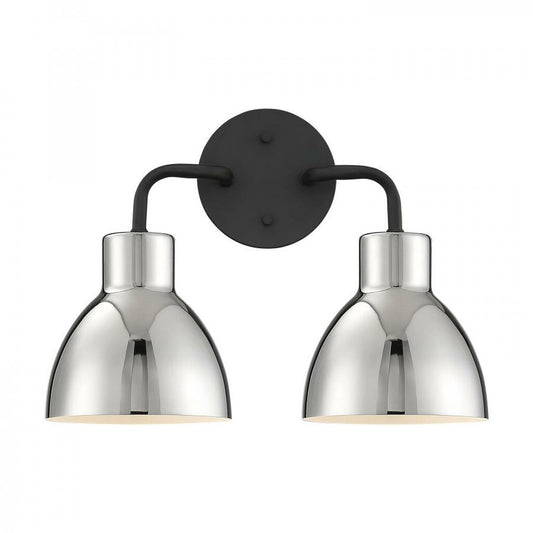 Satco 60-6772 Vanity Fixture Sloan; 2 Light; Matte Black Finish with