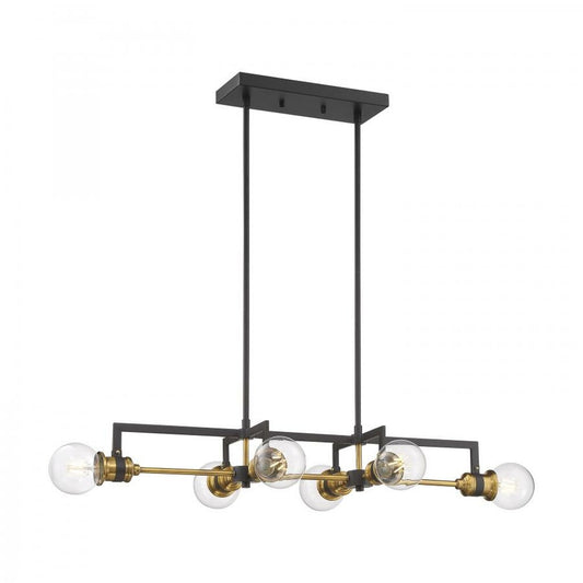 Satco 60-6977 Island Pendant Fixture Intention; 6 Light; Warm Brass