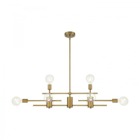Satco 60-6872 Island Pendant Fixture Delphi; 8 Light; Aged Gold Finish