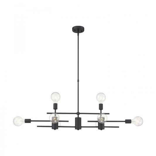 Satco 60-6862 Island Pendant Fixture Delphi; 8 Light; Black Finish