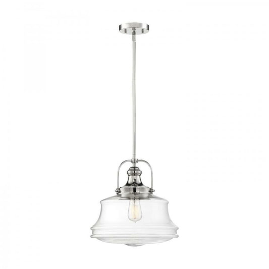 Satco 60-6758 Pendant Fixture Basel; 1 Light; Polished Nickel Finish