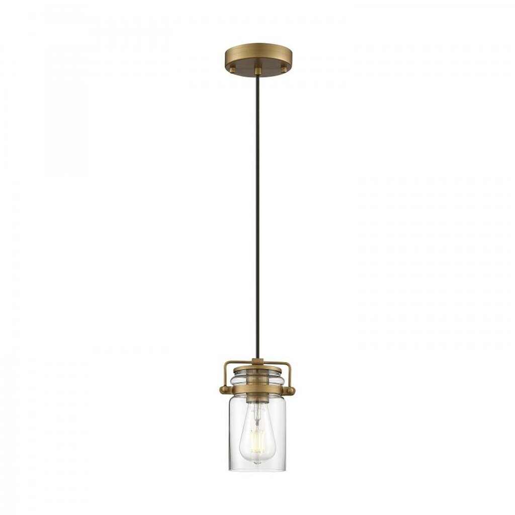 Satco 60-6735 Mini Pendant Fixture Antebellum; 1 Light; Vintage Brass