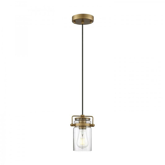 Satco 60-6735 Mini Pendant Fixture Antebellum; 1 Light; Vintage Brass