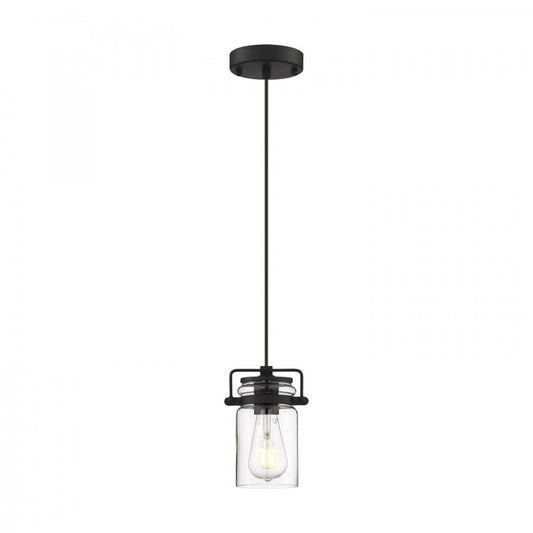 Satco 60-6732 Mini Pendant Fixture Antebellum; 1 Light; Matte Black