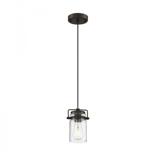 Satco 60-6731 Mini Pendant Fixture Antebellum; 1 Light; Mahogany