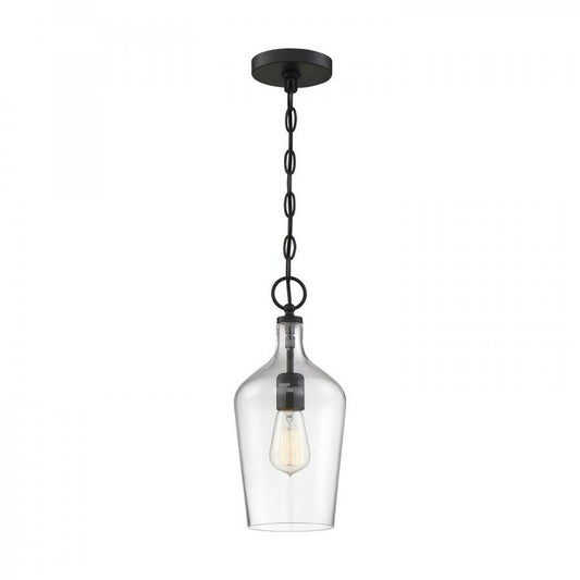 Satco 60-6749 Pendant Fixture Hartley; 1 Light; Matte Black Finish