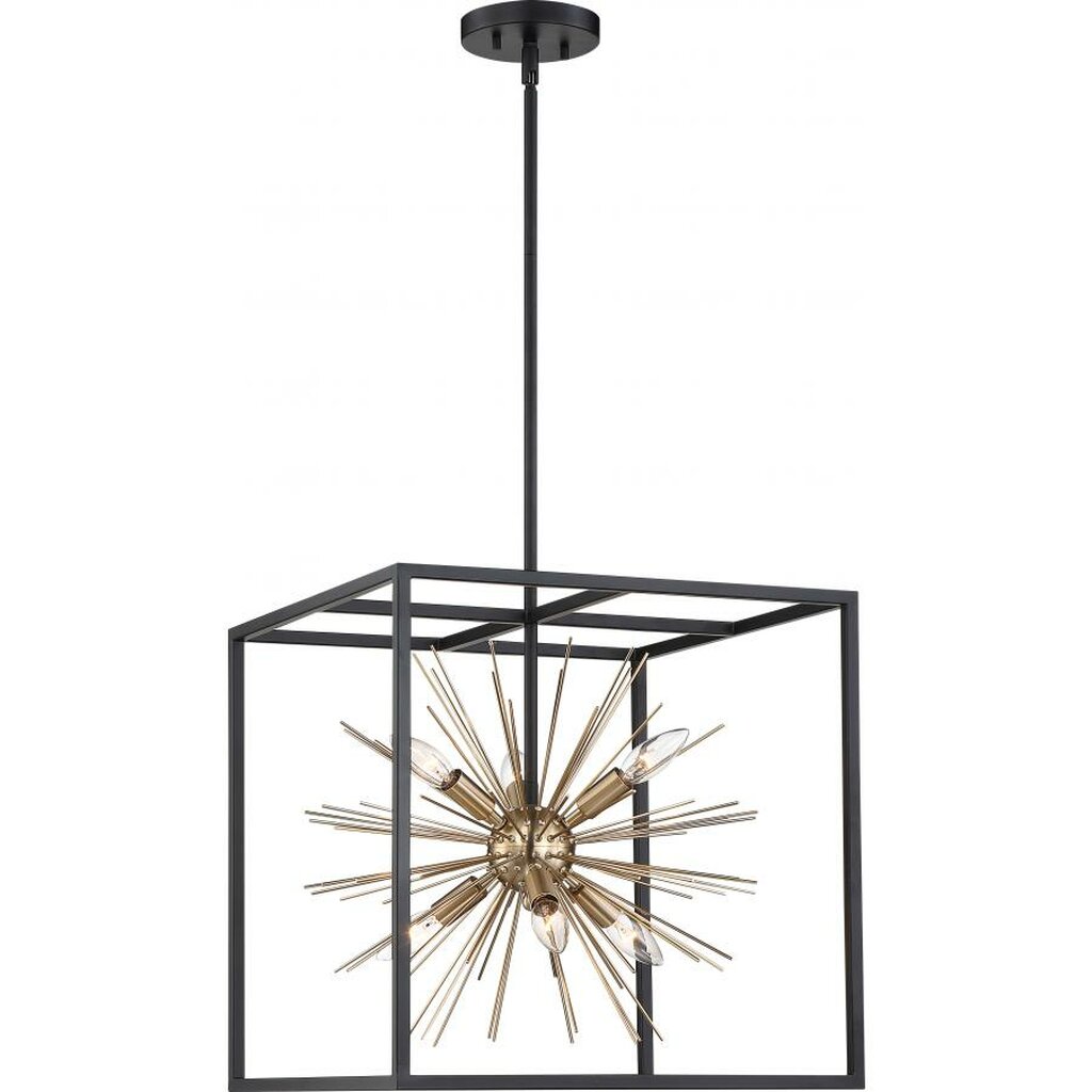 Satco 60-6730 Pendant Fixture Spirefly; 6 Light; Matte Black and