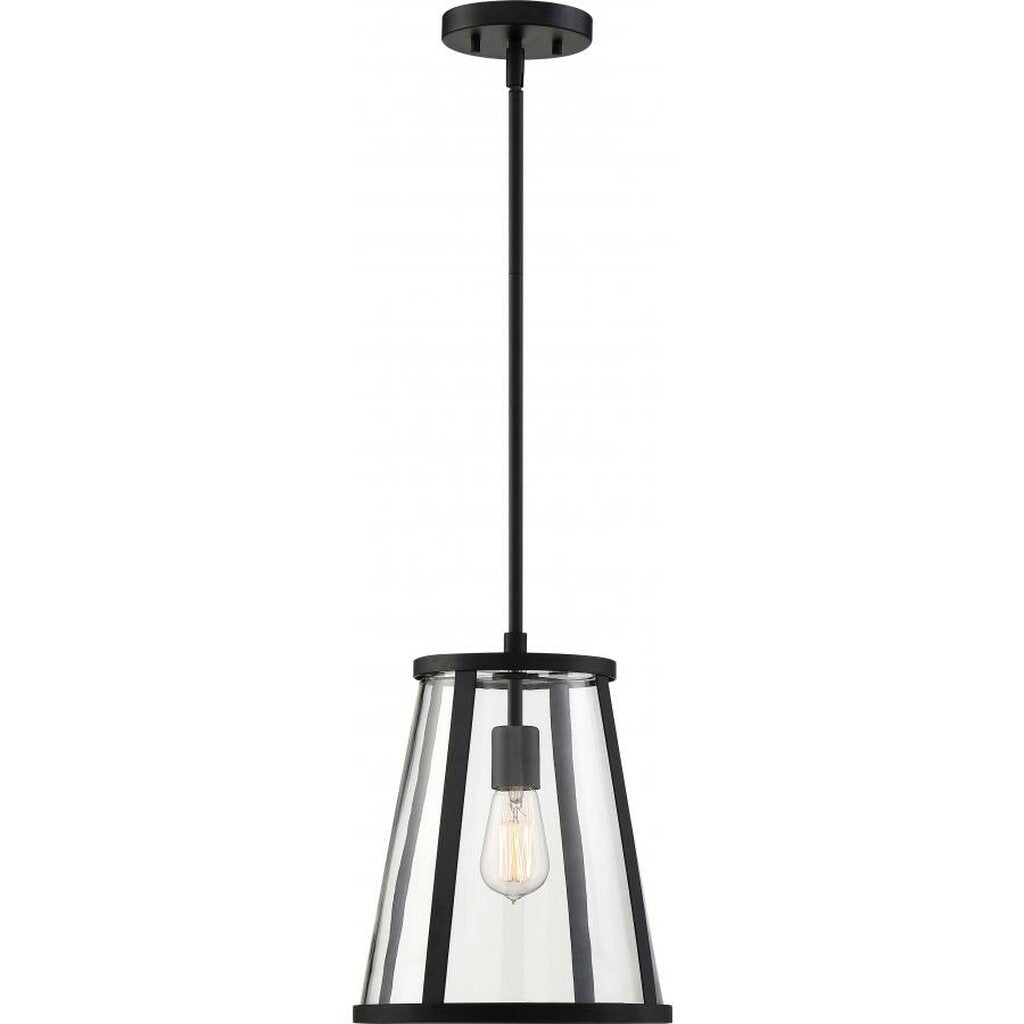 Satco 60-6699 Pendant Fixture Bruge; 1 Light; Matte Black Finish with