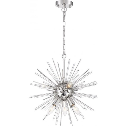 Satco 60-6993 Chandelier Fixture Cirrus; 8 Light; Polished Nickel
