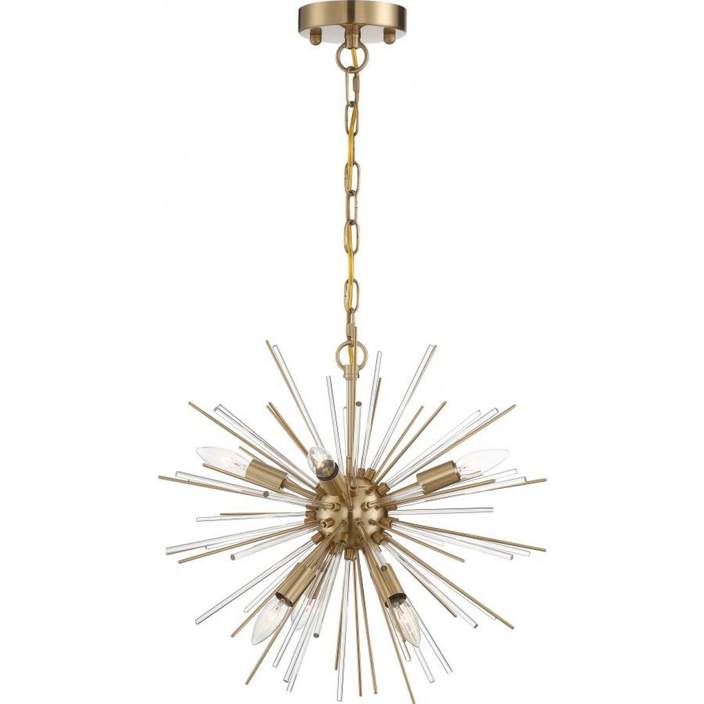 Satco 60-6992 Chandelier Fixture Cirrus; 6 Light; Vintage Brass Finish