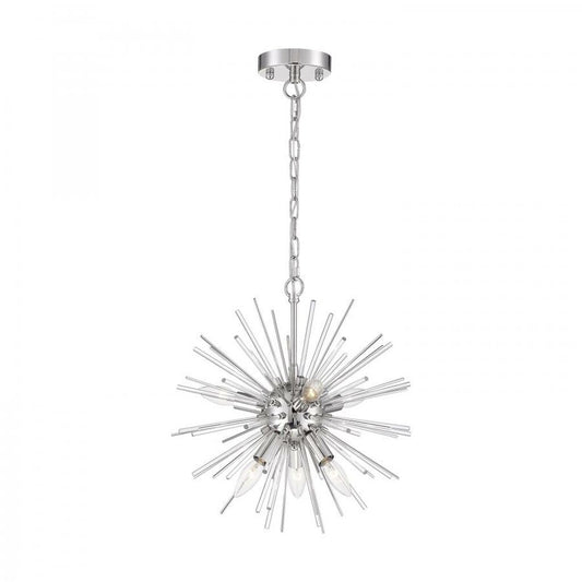 Satco 60-6991 Chandelier Fixture Cirrus; 6 Light; Polished Nickel