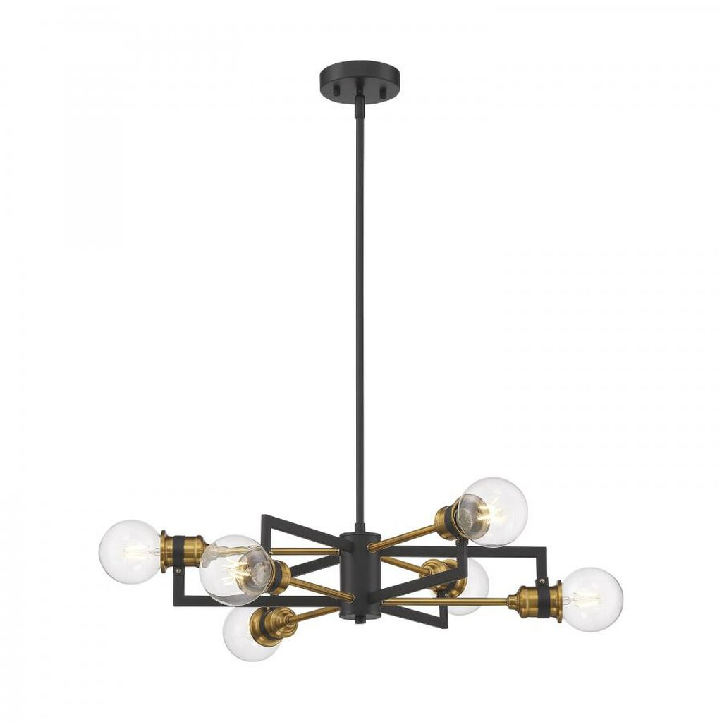Satco 60-6976 Chandelier Fixture Intention; 6 Light; Warm Brass and