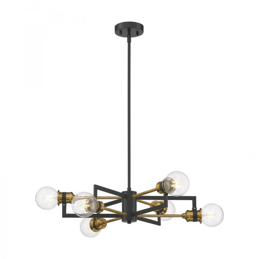 Satco 60-6976 Chandelier Fixture Intention; 6 Light; Warm Brass and
