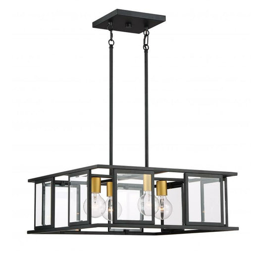 Satco 60-6414 Pendant Fixture Payne; 4 Light; with Clear Beveled Glass
