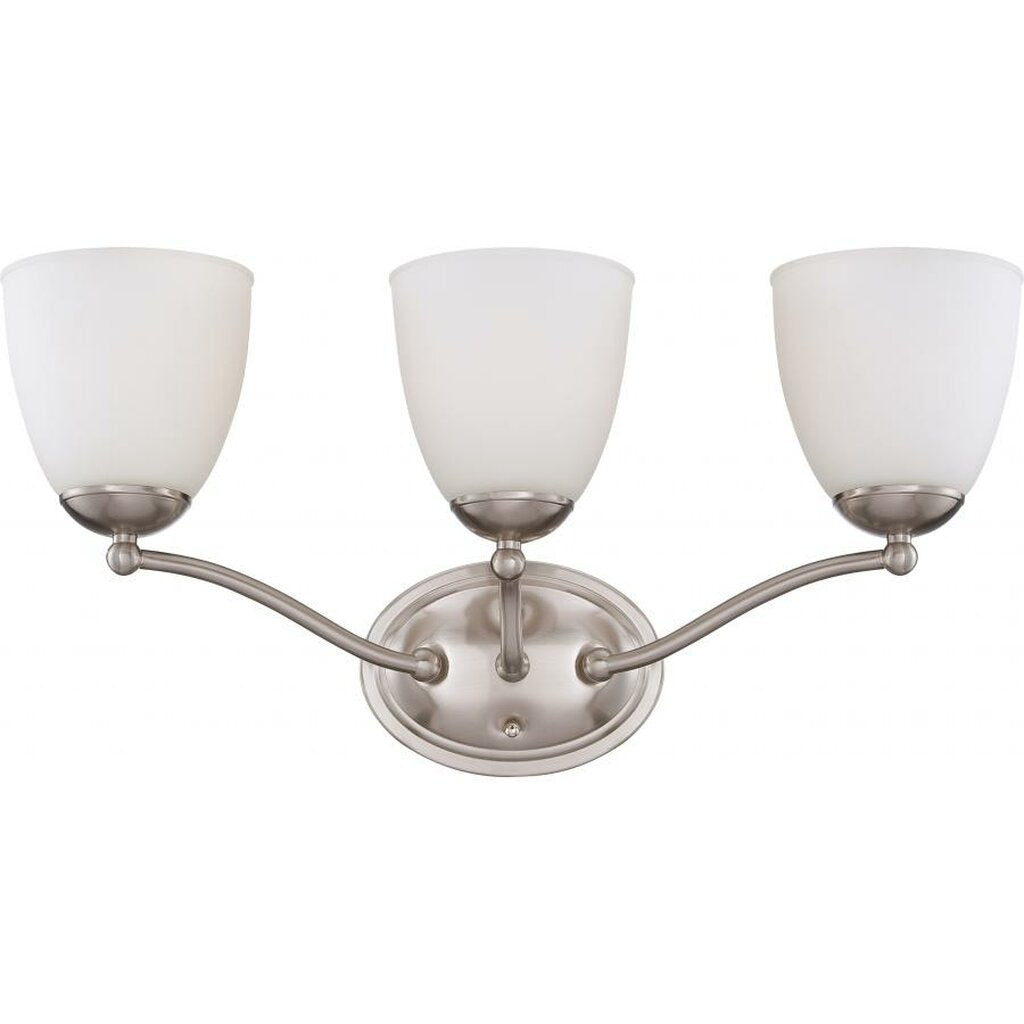 Satco 60-5033 Vanity Fixture Patton; 3 Light; with Frosted Glass