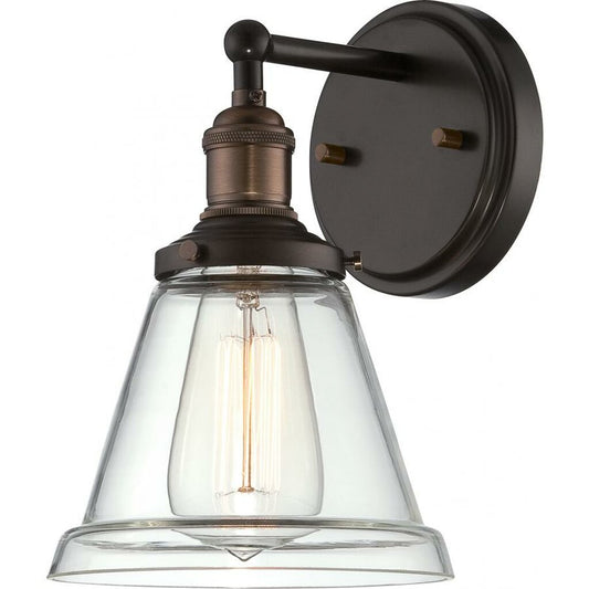 Satco 60-5512 Sconce Fixture Vintage; 1 Light; with Clear Glass;