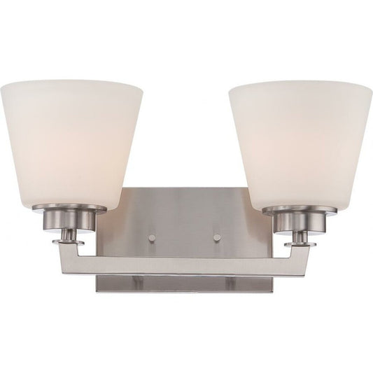 Satco 60-5452 Vanity Fixture Mobili; 2 Light; with Satin White Glass