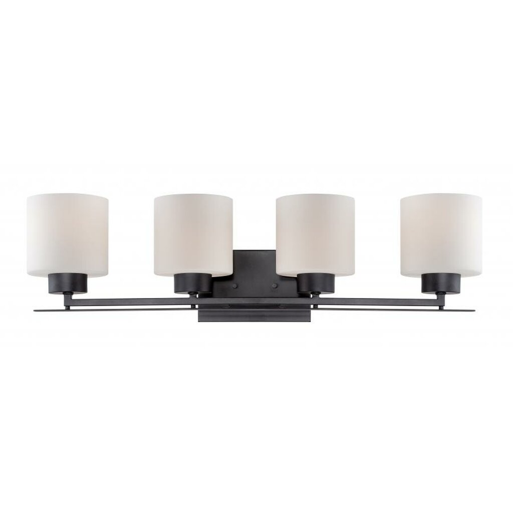 Satco 60-5304 Vanity Fixture Parallel; 4 Light; with Etched Opal Glass