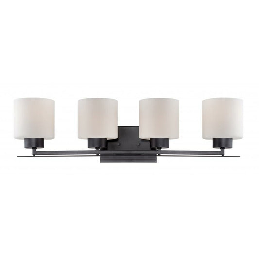 Satco 60-5304 Vanity Fixture Parallel; 4 Light; with Etched Opal Glass