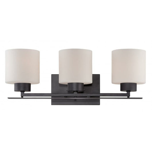 Satco 60-5303 Vanity Fixture Parallel; 3 Light; with Etched Opal Glass
