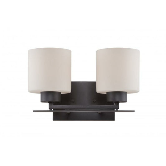 Satco 60-5302 Vanity Fixture Parallel; 2 Light; with Etched Opal Glass