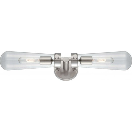Satco 60-5263 Sconce Fixture Beaker; 2 Light; Wall with Clear Glass;