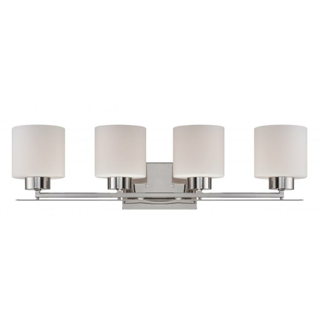 Satco 60-5204 Vanity Fixture Parallel; 4 Light; with Etched Opal Glass